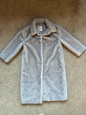 Abercrombie & fitch faux fur Light Gray Women's Coat - Classic Collar